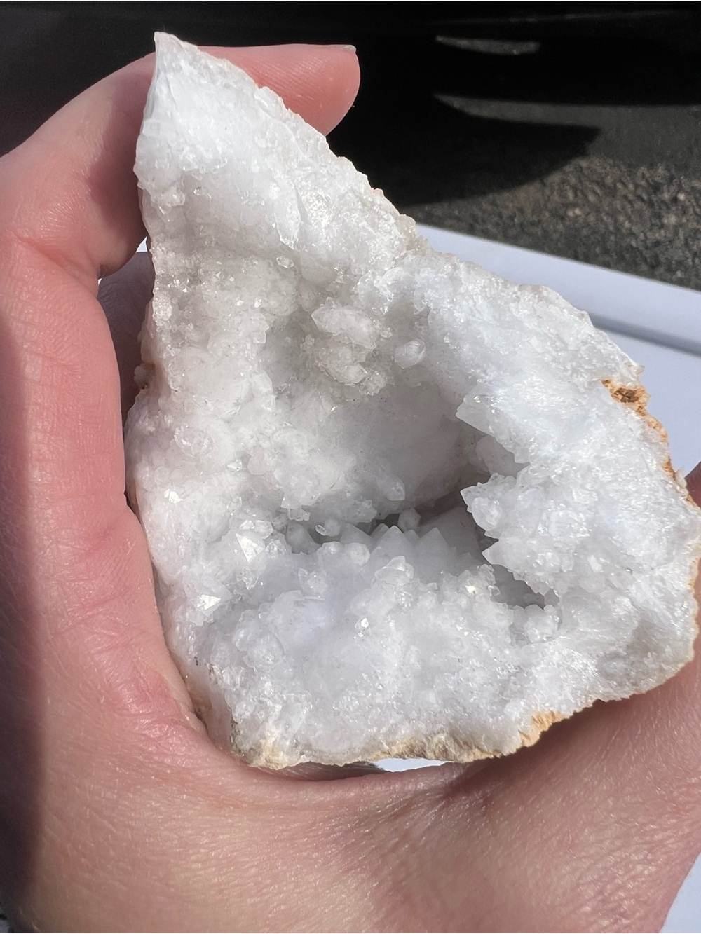 White Crystal Geode Display Piece